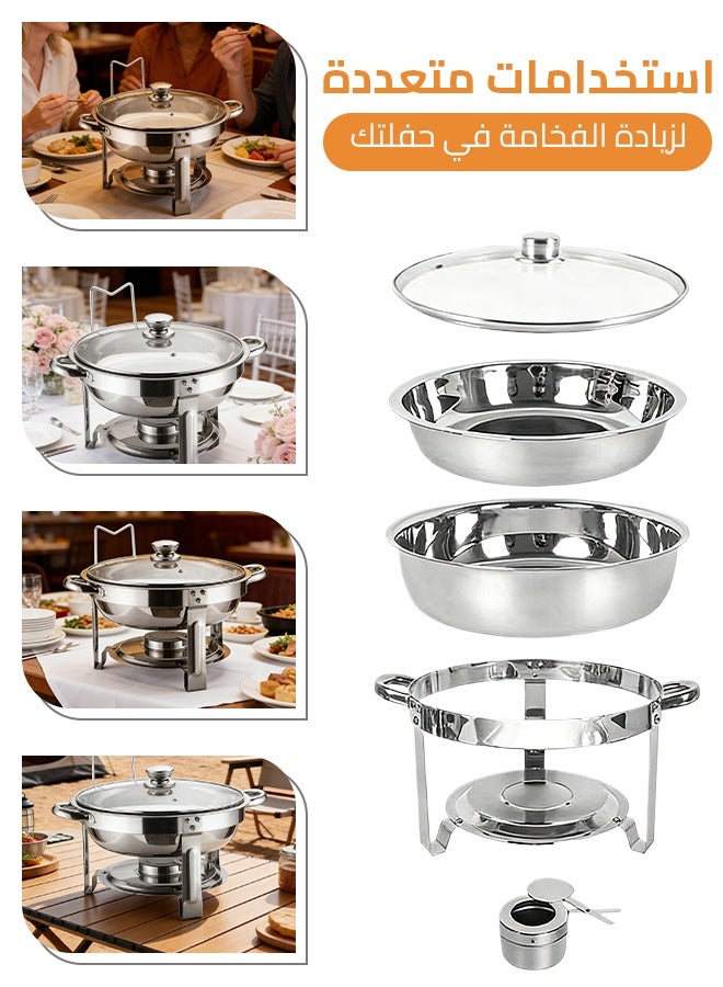 Sharpdo Stainless Steel Chafing Dish Buffet Set, Hot Pot with Lid and Built-in Lid Holder,  Food Warming Tray, for Parties, Dinners and Catering, 4.5L Sliver - Image 3